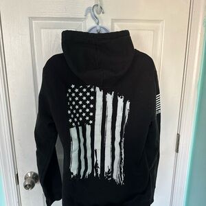 Nine Line Black Hoodie with American Flag Design